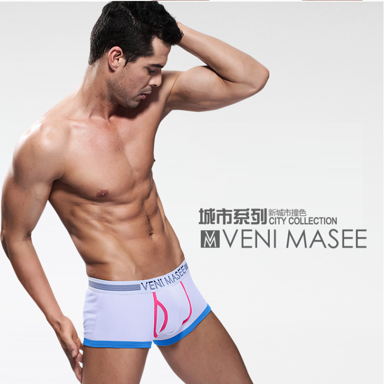 <em>货到付款</em>VeniMasee3件装<em>男士内裤</em>纯棉平角透