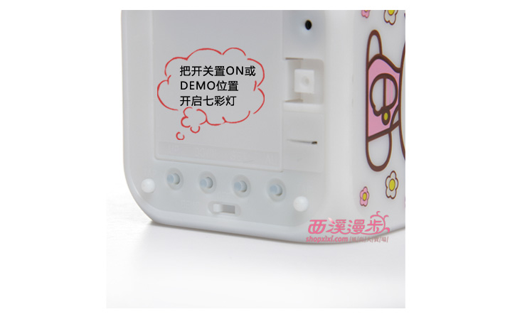 斌俊 TK猫七彩钟/心情减压钟/七彩变色闹钟/带温度计 日期 叮当猫七彩钟 闹钟+USB线+电源插头