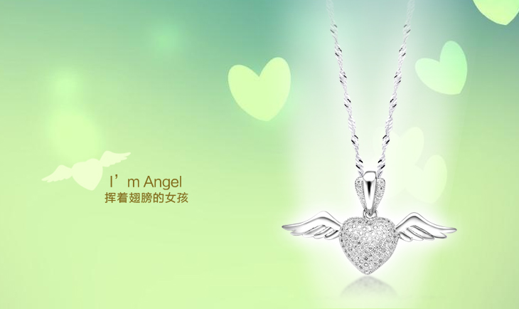 银色倾城chincs 925纯银项链 <em>挥着翅膀的女孩</em> 