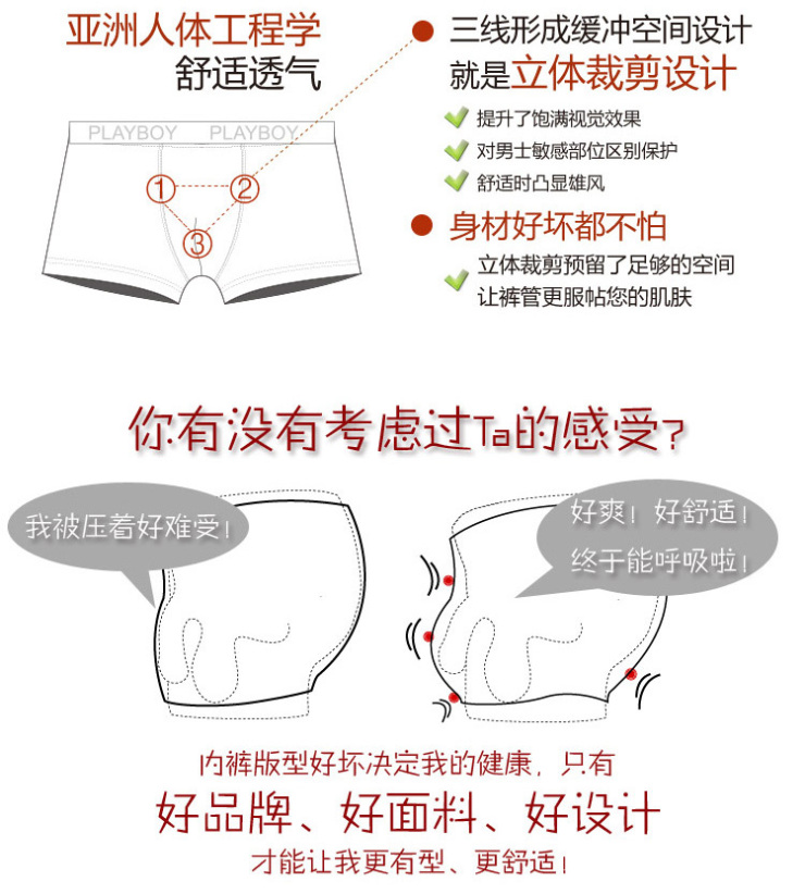 <em>PLAYBOY花花公子男士内裤莫代尔</em>男式平角莫