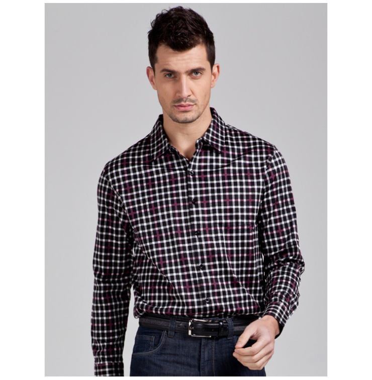 知名品牌依文男装 春夏休闲流行格子百搭衬衫