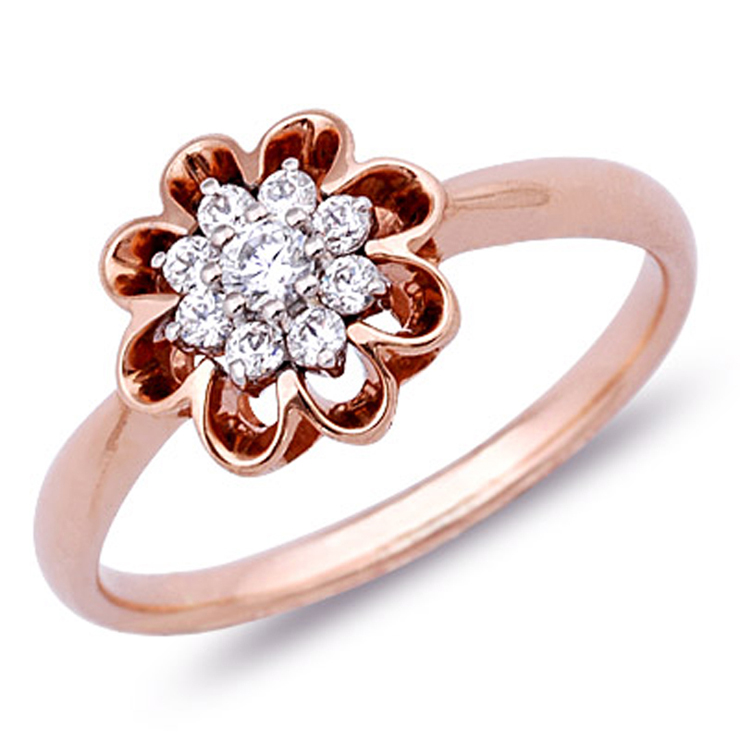 戴维尼钻石 轻舞飞扬 18K<em>黄金</em> 16分钻石<em>戒指</em> 女