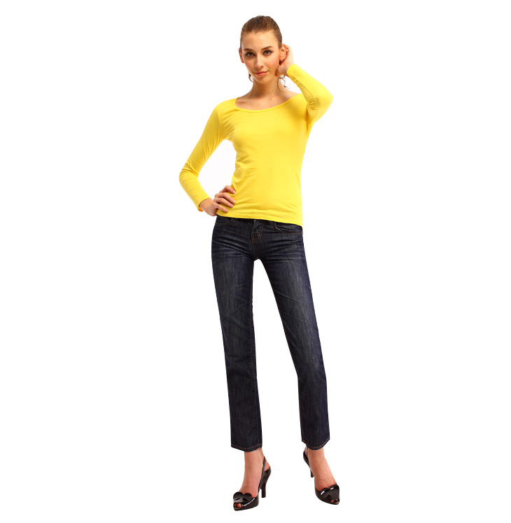 以纯 女装低腰小直筒牛仔裤10300038W 蓝色 