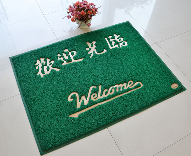 
                                        丽家地毯 出入平安欢迎光临加厚PVC60*90cm户外防滑垫塑料餐厅进门脚垫垫子地垫 红色出入平安 60*90cm                