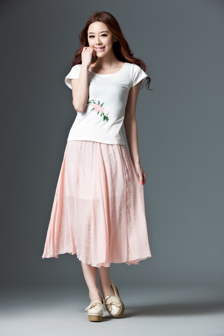 2012夏装新款韩版休闲修身女装绣花短袖撞色