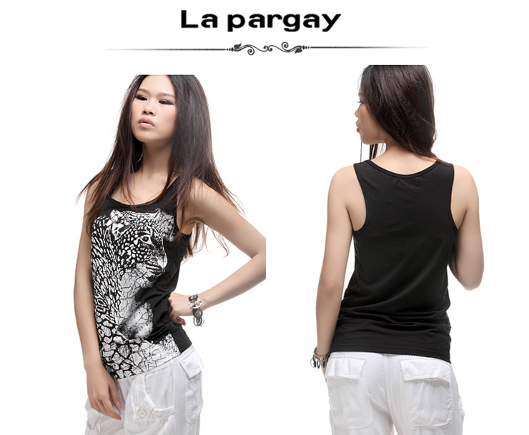 纳帕佳 lapargay 夏装时尚豹纹修身T恤背心 夏季女装新品特惠