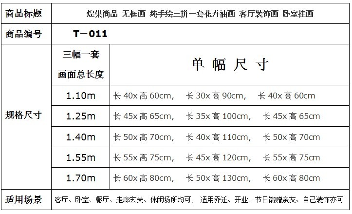 煌巢尚品手绘花卉油画客厅装饰画沙发背景墙壁画卧室挂画三联现代简约无框画家居电箱遮挡有框画 三联一套总长1.10m订制