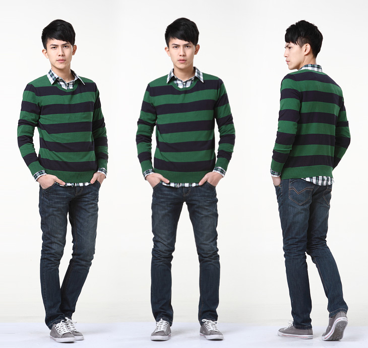 以纯 新上架 男装 休闲 时尚 <em>圆领</em> 长袖 线衫<em>毛衣</em>