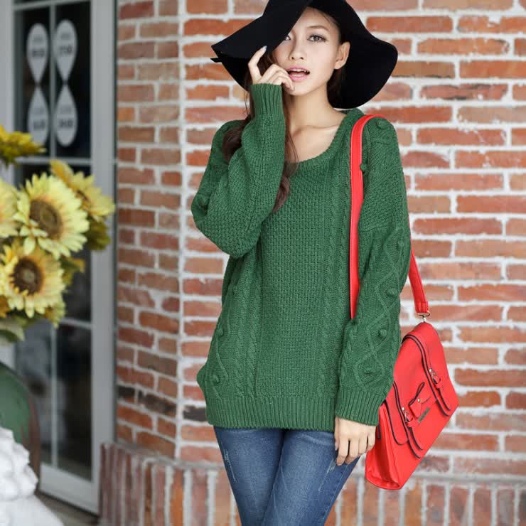 柏丽奈儿 韩版点点<em>粗针</em>休闲款式<em>套头毛衣</em>针织