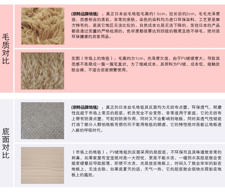 琪特 可水洗丝毛客厅卧室茶几防滑地毯 卡其色 80x120厘米