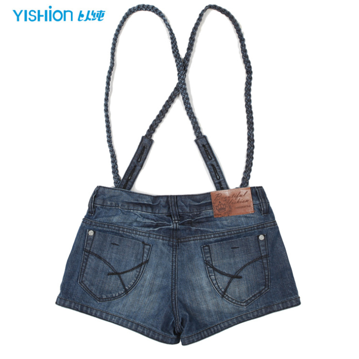 <em>以纯</em>2012新款<em>女装</em>夏季新款低腰背带<em>牛仔短裤</em>