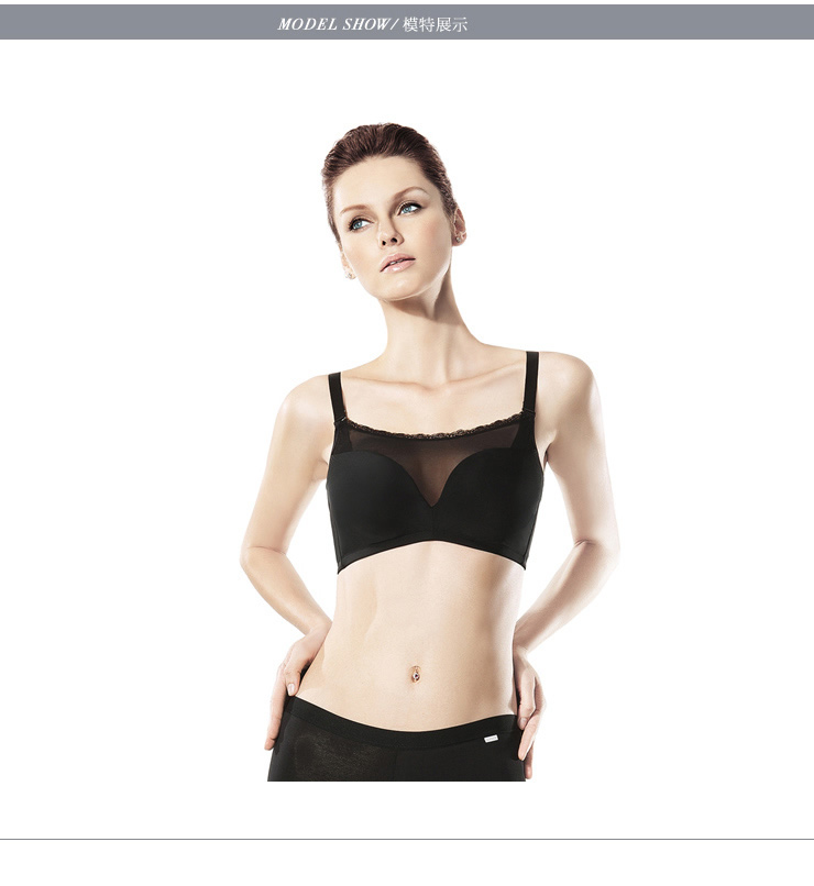 淳度 纯色调整聚拢型防走光蕾丝全<em>杯罩胸罩</em>透