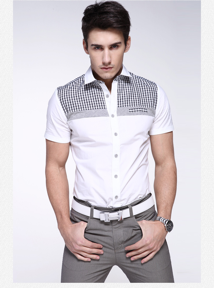 LAX JOY(朗悦)男装 夏季新款 男士时尚拼接棉