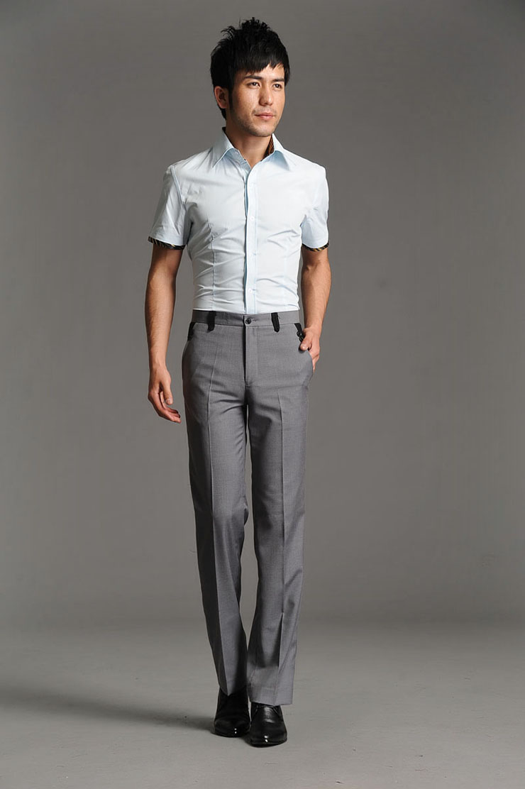 HY韩版男士商务休闲短袖翻领衬衫 面试装 工作