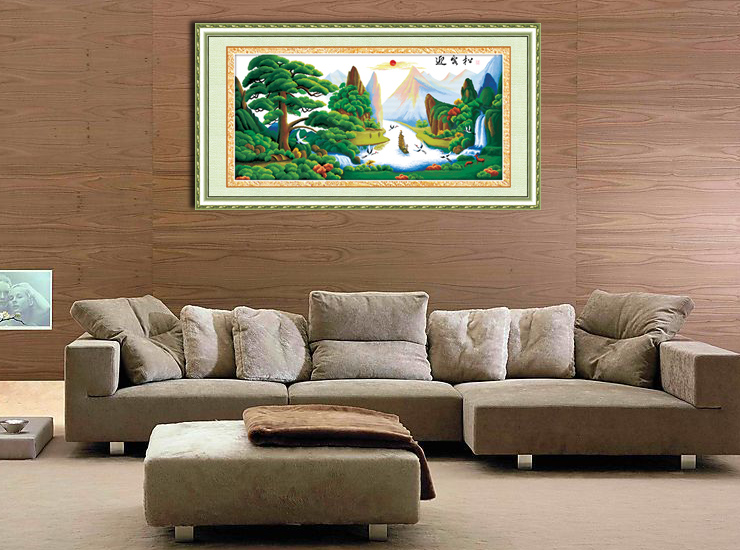 菲绣绣艺 十字绣套件 客厅大画挂画 迎客松(松