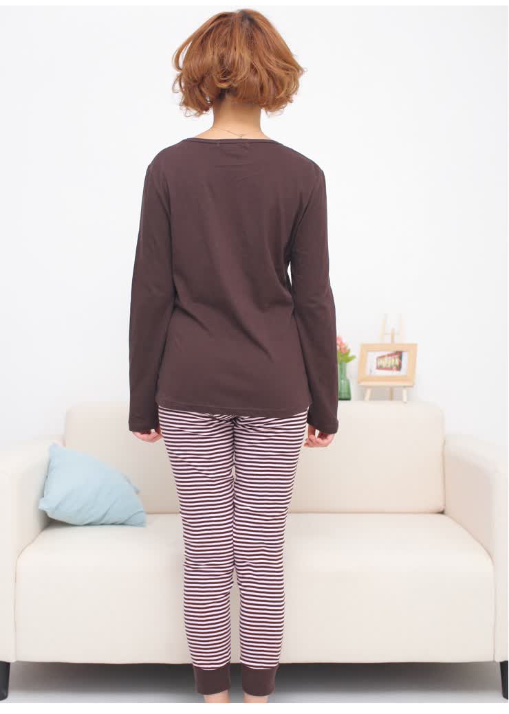 卜奈<em>春季女式全棉睡衣</em>长袖薄款纯棉家居服可爱