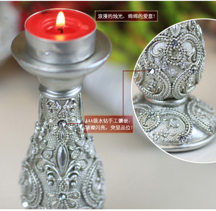 百易尚品 婚纱照的树脂相框摆件像框摆台画框架结婚礼物烛台三件套装