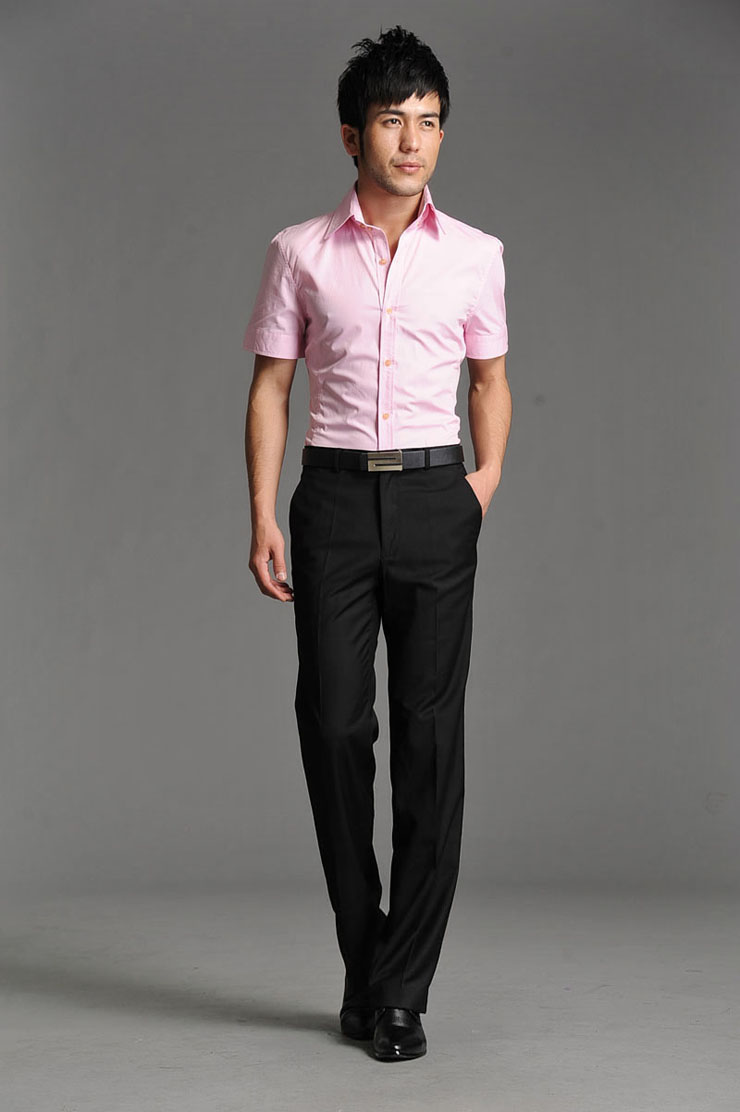 HY韩版男士经典夏季短袖衬衫休闲商务职业正