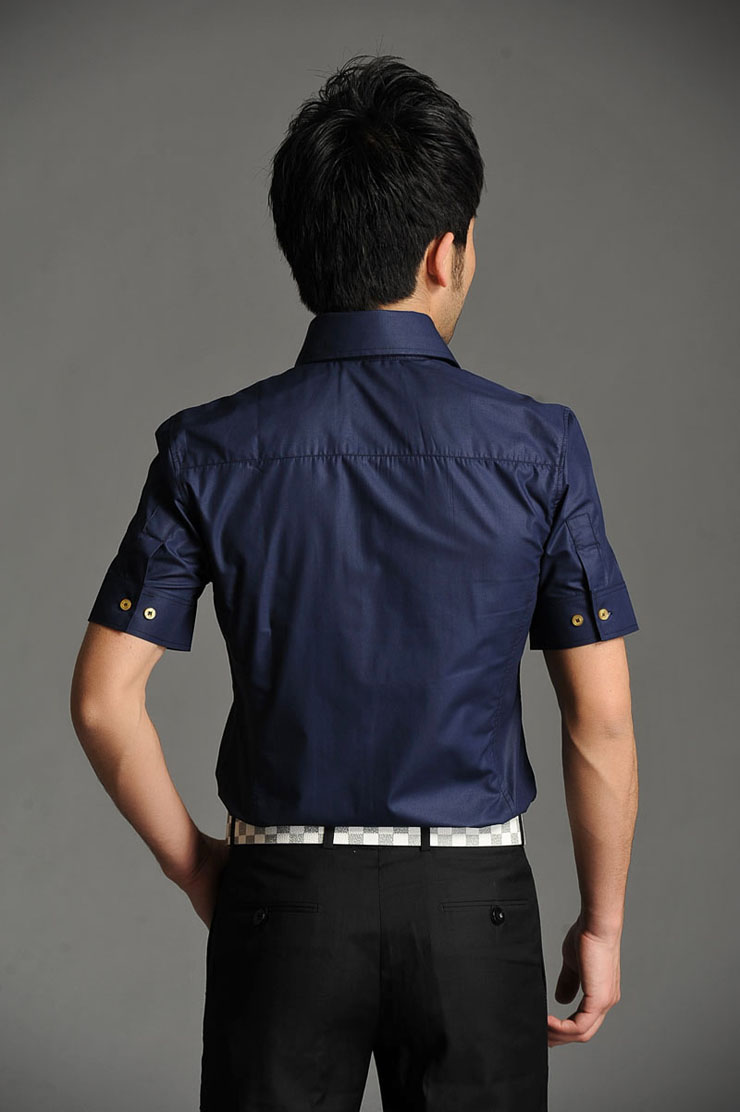 HY韩版男士经典夏季短袖衬衫休闲商务职业正