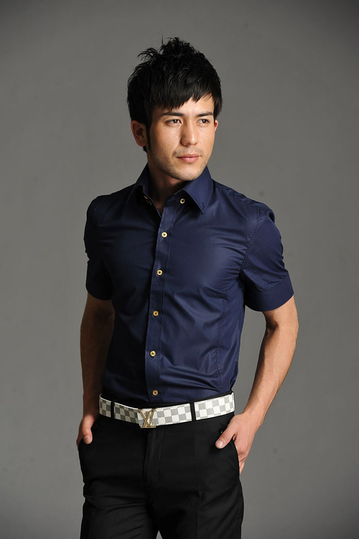 HY韩版男士经典夏季短袖衬衫休闲商务职业正