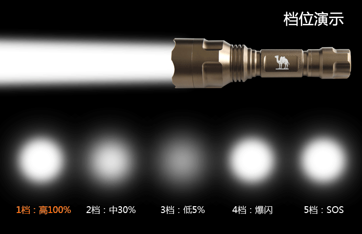 camel/骆驼户外电筒 2012新款 充电手电筒强光远射登山越野照明2sa68