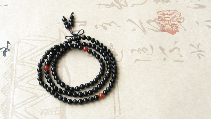 灵气水晶 天然<em>黑曜石</em>6mm三圈手链 <em>女士手链</em> 水