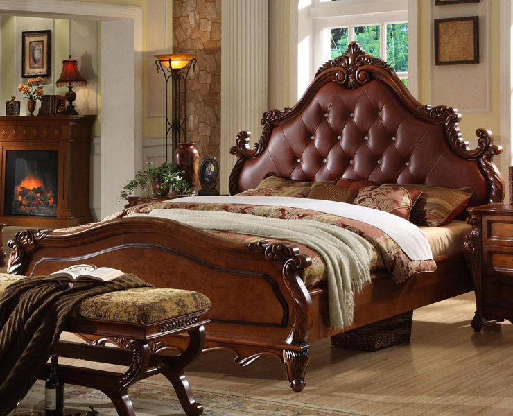 美乐乐家具 帝轩 实木床 真皮床 复古床 美式古