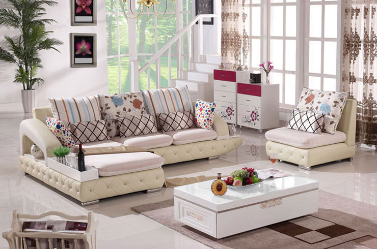 美乐乐家具 韩菲尔 布艺转角沙发 现代简约风格