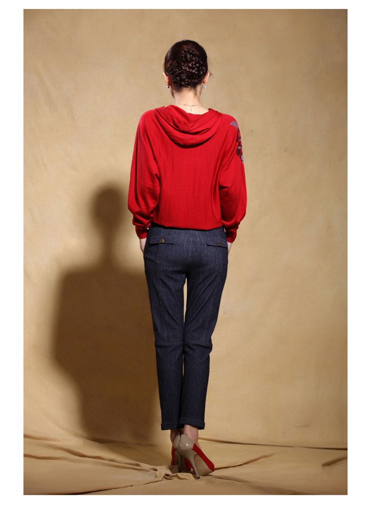 Hamin 衡韵 2012秋装新款<em>羊毛开衫</em>印花带帽毛