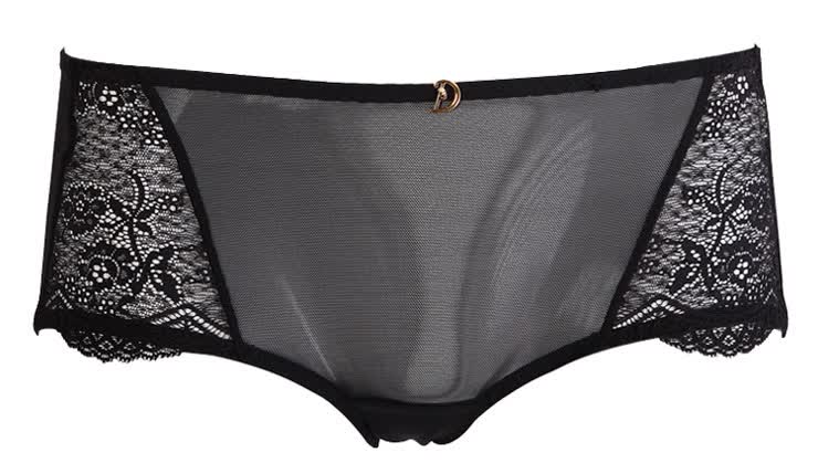 戴安娜Diana 低腰刺绣 透明性感<em>大码</em>平角<em>内裤</em>