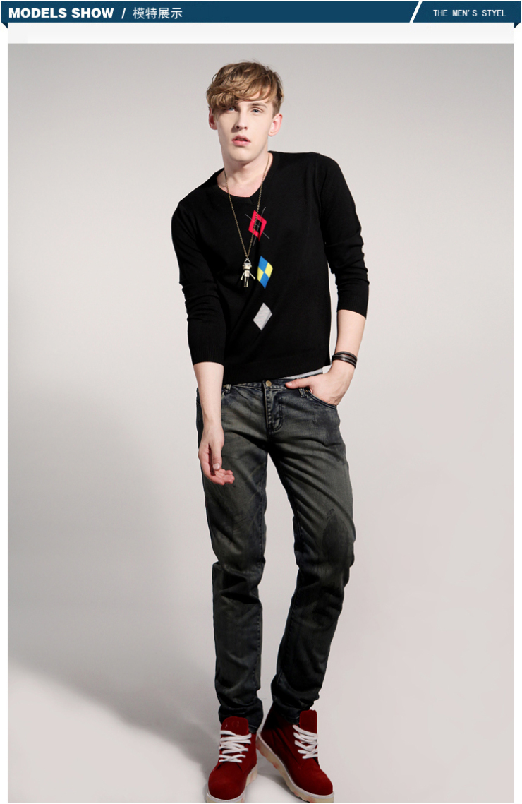 凡购 2012新款 <em>男士</em> V领 <em>毛衣</em> <em>休闲</em>菱形<em>图案毛</em>