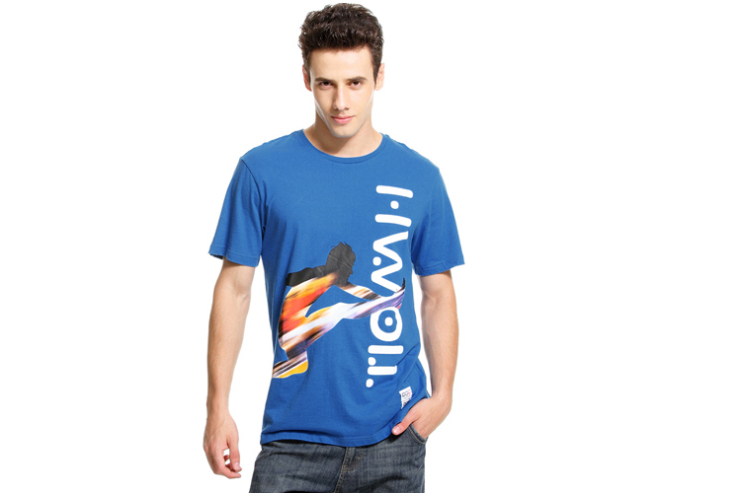 以纯2012夏装新款 韩庚同款 休闲男装圆领短袖T恤32213241 湖蓝 S 【图片 价格 品牌 报价】