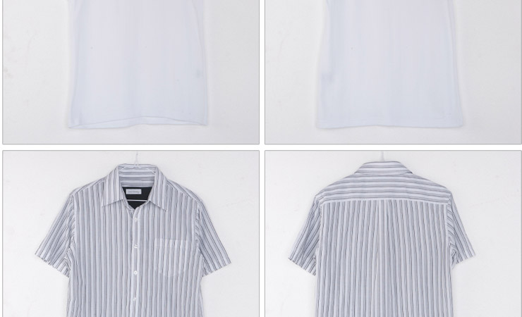 LOUISCHAVLON夏装新款男士休闲条纹短袖衬