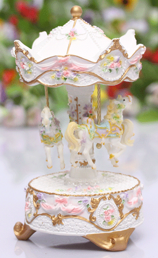 七夕 清凉音浪漫旋转木马音乐盒八音盒送女友生日礼物