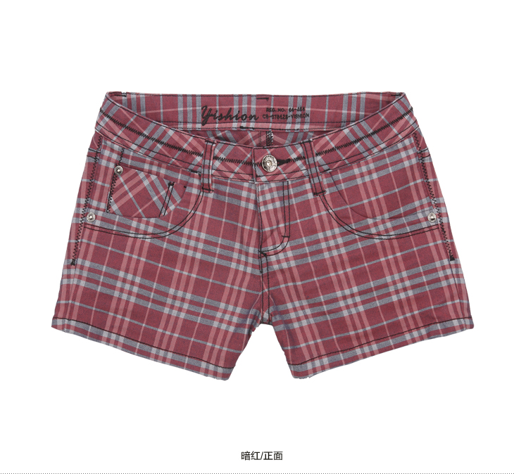 <em>以纯</em> 女装低腰弹力<em>格子短裤</em> 弹力短裤女10320