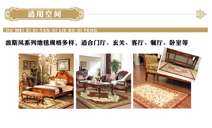 
                                        丽家家居 波斯风155*235cm宫廷欧式客厅茶几餐厅沙发卧室防滑地毯 907R 155*235cm                