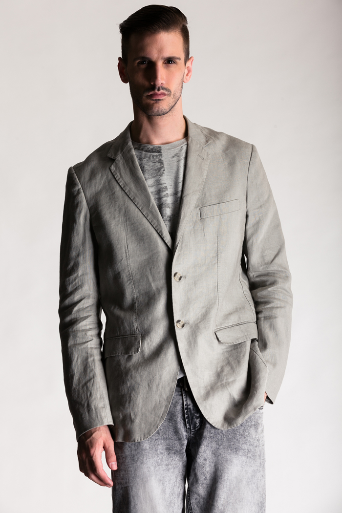 圣迪奥sdeerhe男装秋亚麻修身休闲西装21722