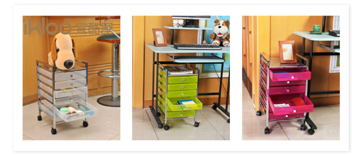 宜酷屋6层可移式床头\/桌下抽屉收纳箱 时尚收