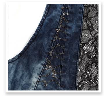 <em>以纯2012</em>新款女装修身<em>牛仔马甲</em>背心韩版蕾丝