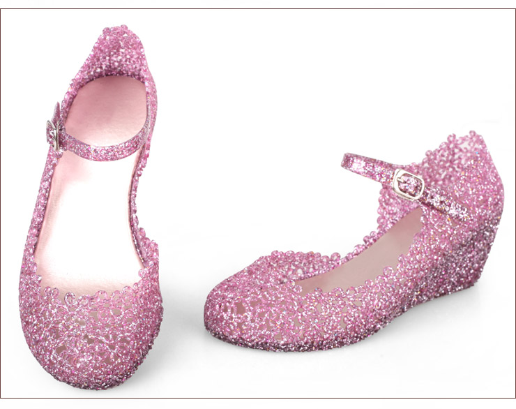 LAYPOO 果冻鞋 花朵镂空凉鞋 内增高女鞋 网状