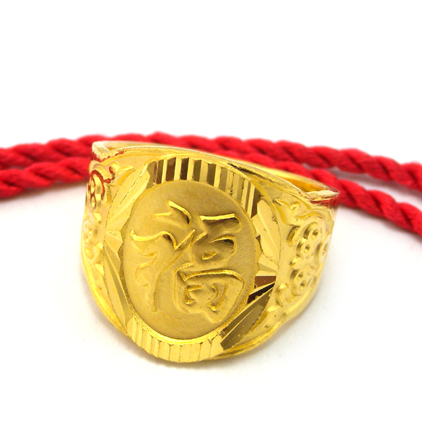 金太福钻石 24K纯金999千足金男士戒指 黄金戒