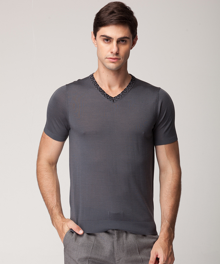 DECLASSIE 男士新款 百分百桑蚕丝图腾花型