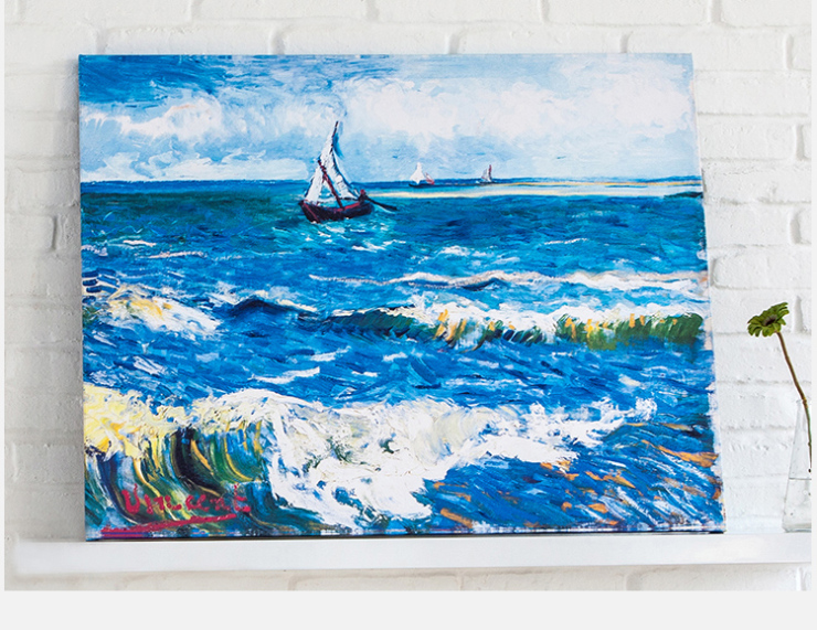 累小家 梵高 波涛海浪 无框画客厅装饰画现代油