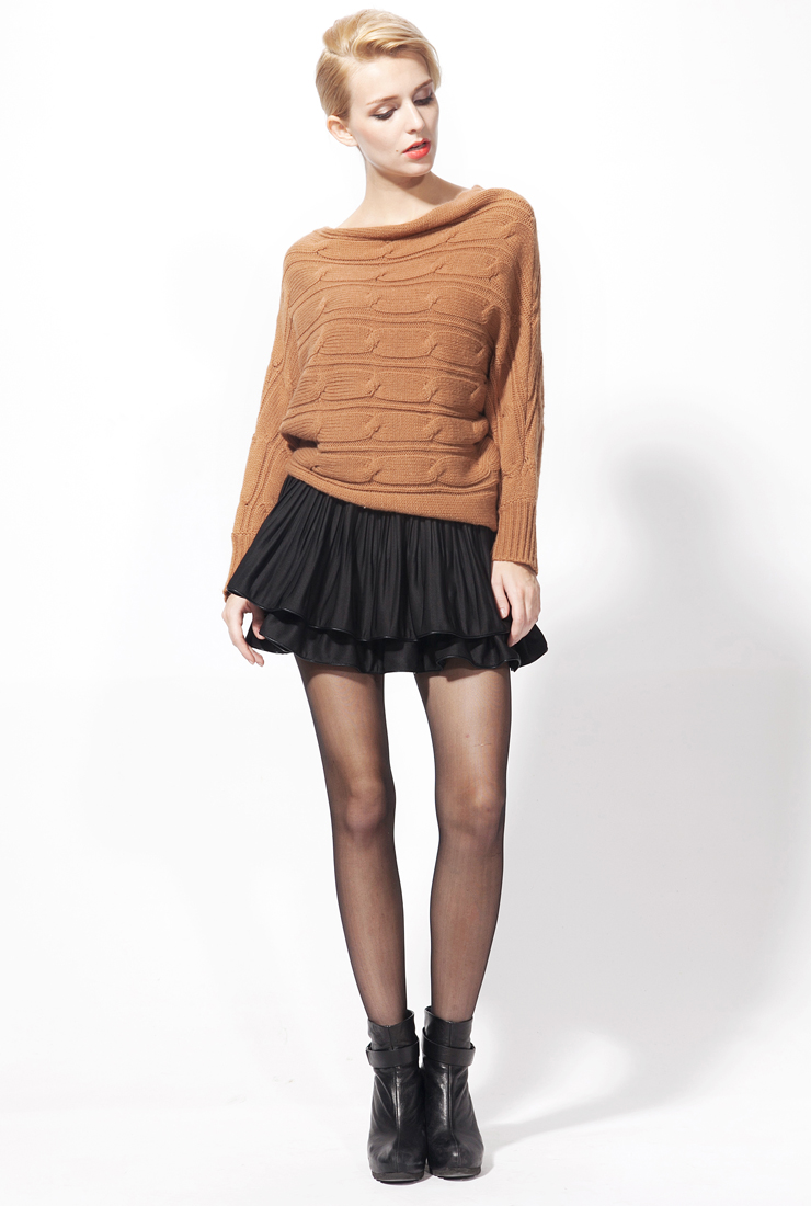 德玛纳 2012秋冬新款韩版套头针织衫宽松女长