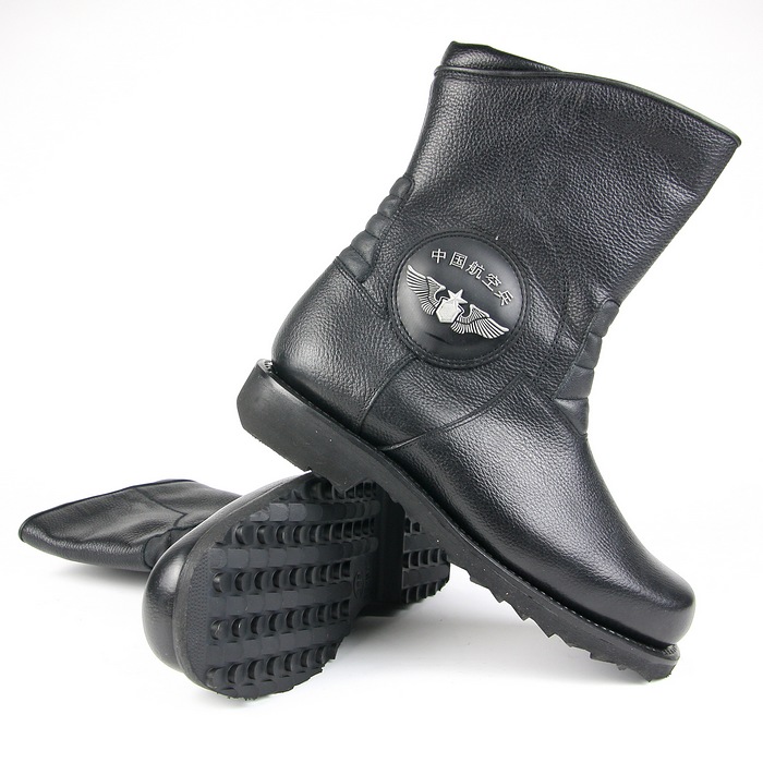 3516皇家02冬季飞行靴头层压花牛皮皮毛一体