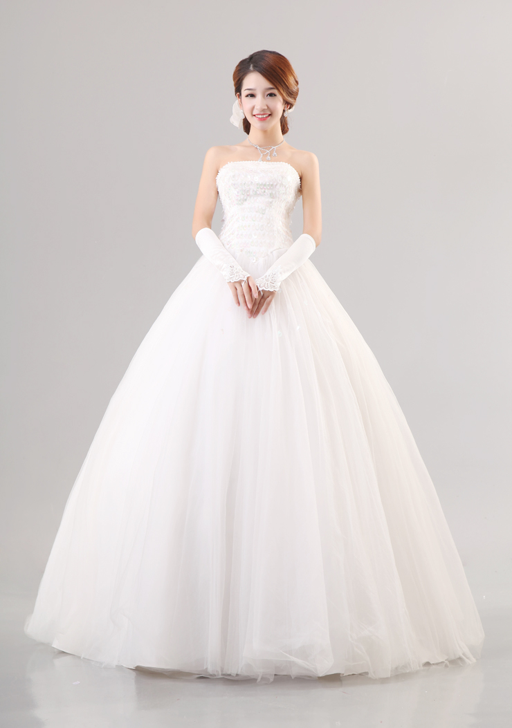 麦熙2012新款甜美公主婚纱优雅简约 孔雀亮片