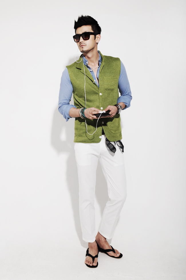 GSOUL夏季新款商务男装韩国代购浅绿色时尚