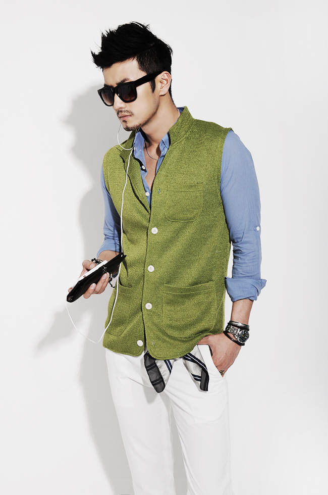 GSOUL夏季新款商务男装韩国代购浅绿色时尚