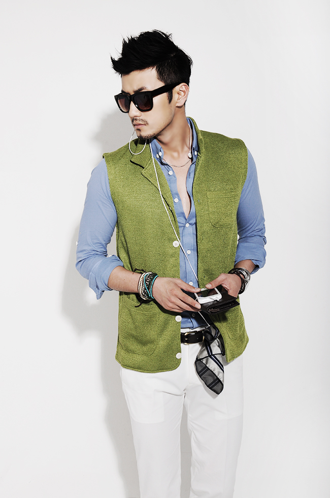 GSOUL夏季新款商务男装韩国代购浅绿色时尚