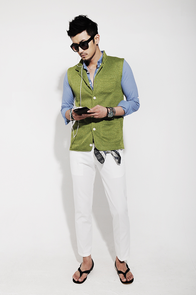 GSOUL夏季新款商务男装韩国代购浅绿色时尚